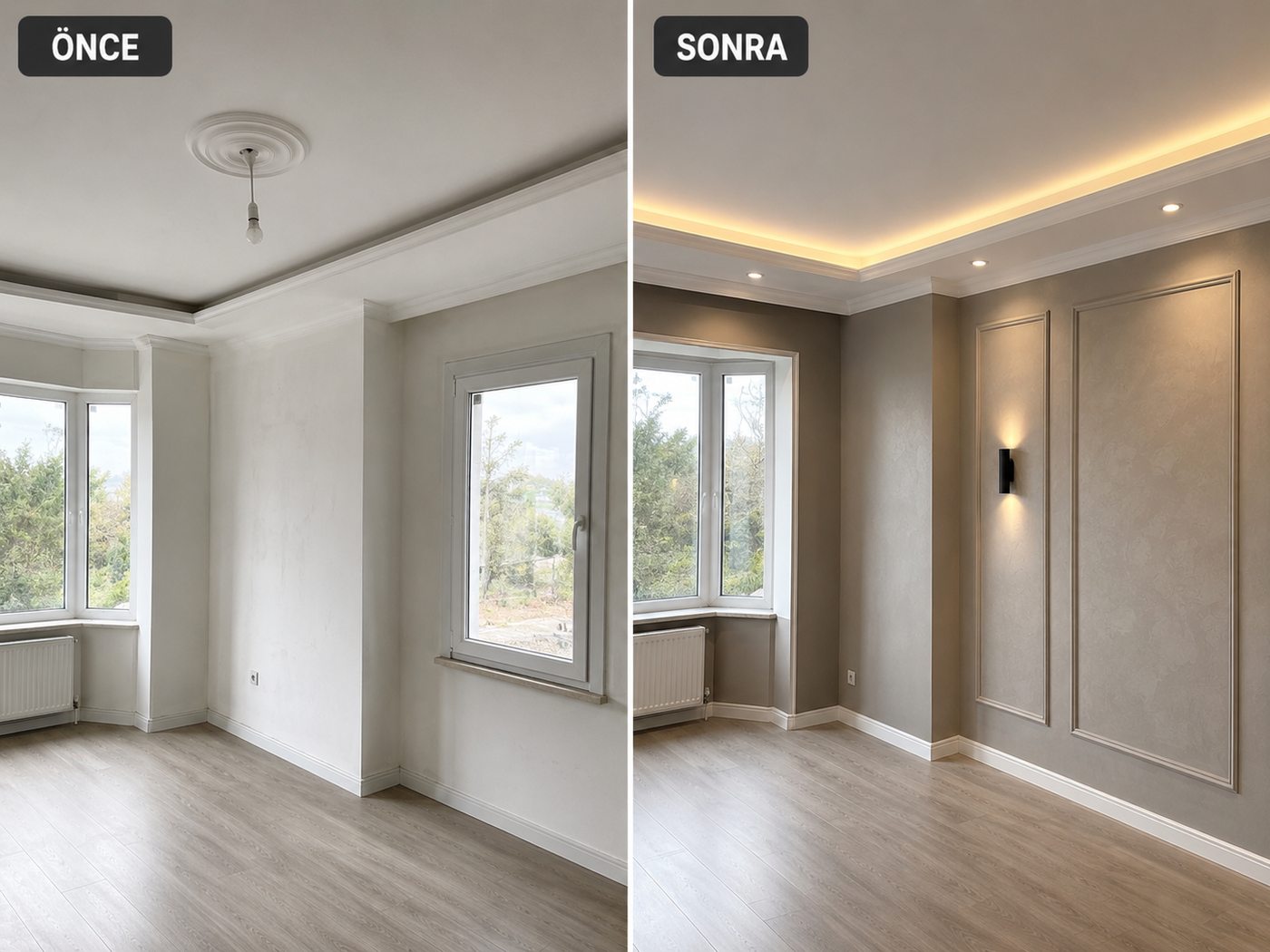 Aktepe iç cephe boya öncesi ve sonrası
